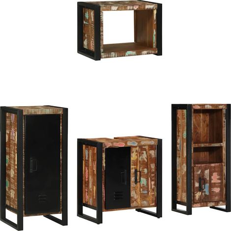 Juego de muebles de baño 4 pcs Madera reciclada maciza
