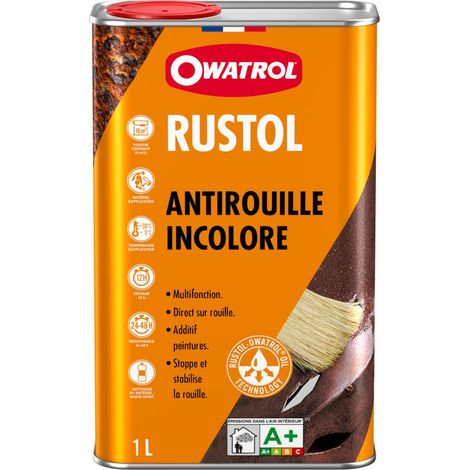 Owatrol – Antirouille incolore Rustol 1L – Pénètre jusqu'au métal sain – Remplace les diluants – Adhérence sur tous supports lisses