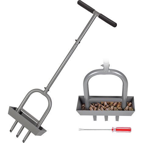 Aérateur de pelouse avec plateau de rangement pour noyau de sol, aérateur manuel de 97 cm avec 3 dents, outil de jardinage avec outil de nettoyage pour l'entretien de la pelouse et le sol (1/5)