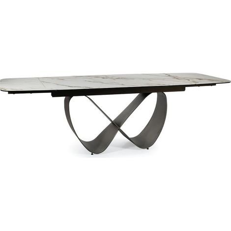 Table design rectangulaire avec plateau extensible aspect marbre Ambre (1/5)