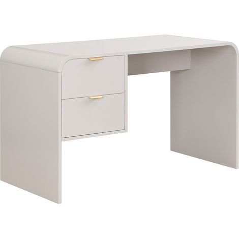 Bureau 2 tiroirs – Beige et doré – ORALINO (1/4)
