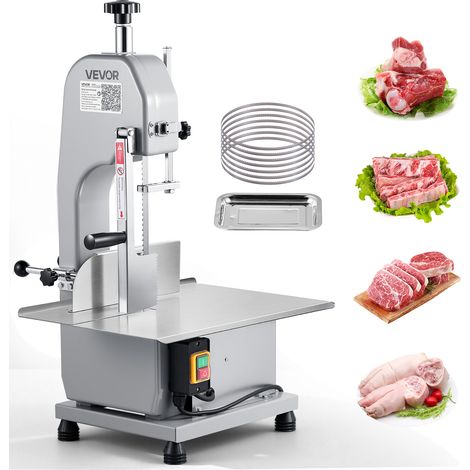 VEVOR Troncatrice a Nastro Elettrica per Carne Ossa Congelata 1500 W, Taglierina per Carne Cucina Commerciale Area Lavoro 315 x 460 mm Spessore 0-110 mm, Troncatrice per Cucina con 7 Lame di Ricambio (1/5)