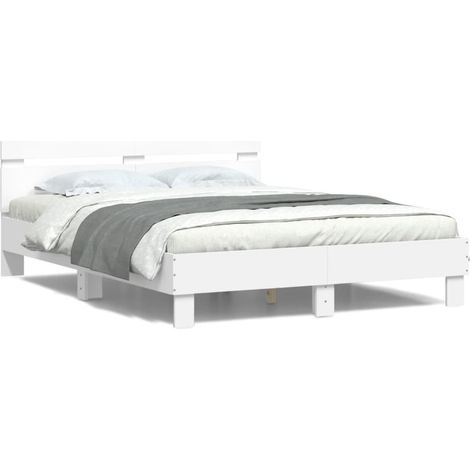 Lit Double,Lit Adulte,Cadre de lit avec tête de lit et LED blanc 140x190 cm CFW654249 (1/5)