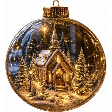 Boule à neige lumineuse 3D en acrylique transparent, décoration de Noël avec scène intérieure illuminée, à suspendre au sapin pour les fêtes de fin d'année (1/5)
