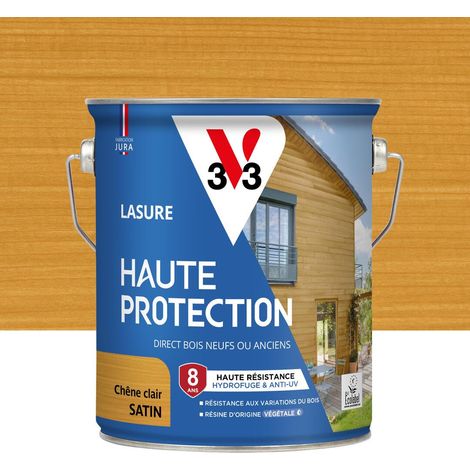 Lasure Bois extérieur Chêne clair satin - Protection 8 ans - résistance hydrofuge et anti-UV - Résiste aux variations du bois - résine d'origine végétale - 2,5L (1/4)