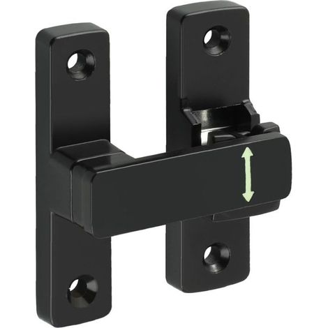 Serratura per porta a 90° e 180°, serratura per porta scorrevole da 7,8 cm, serratura in lega di zinco, per casa, giardino, armadi, pratica e robusta, nera (1/4)