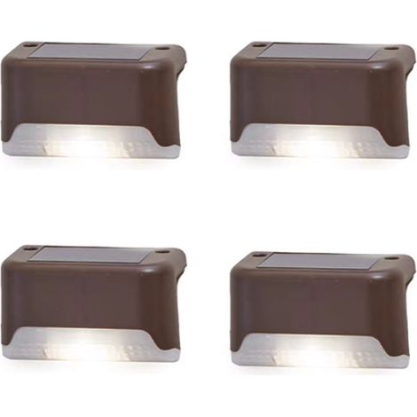 Lampe solaire LED étanche pour allée et escalier, applique murale extérieure, jardin, paysage, escalier, terrasse, clôture, 4 pièces, Marron, Lumière chaude