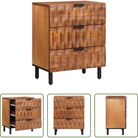 vidaXL Mango - Nachttisch Braun 50 x 33 x 62 cm Massivholz Mango (1/5)