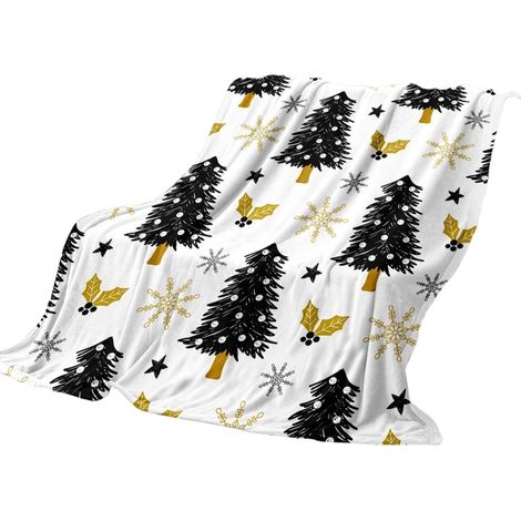 Plaid En Polaire - Imprimé Noël - Velours Luxueux Super Doux - Pour Canapé Lit Ou Cadeau - 100 x 130 cm - 1 Pièce (1/5)