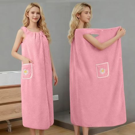 Deux jupes de bain roses (100145cm chacune), plus des serviettes de bain épaisses et des peignoirs absorbants en polaire corail. (1/5)