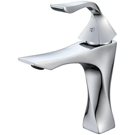 QORVA-Robinet de lavabo de salle de bain noir/chromé, mitigeur haut/court en laiton pour eau chaude et froide, levier unique/chromé court