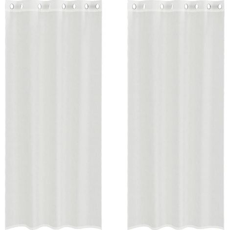 Maison Exclusive - Voile Vorhänge mit Ösen 2 Stk. Weiß (1/5)