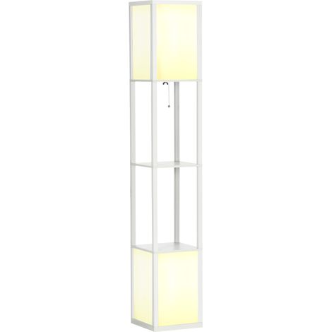 156cm Floor Lamp Shelving Unit - White