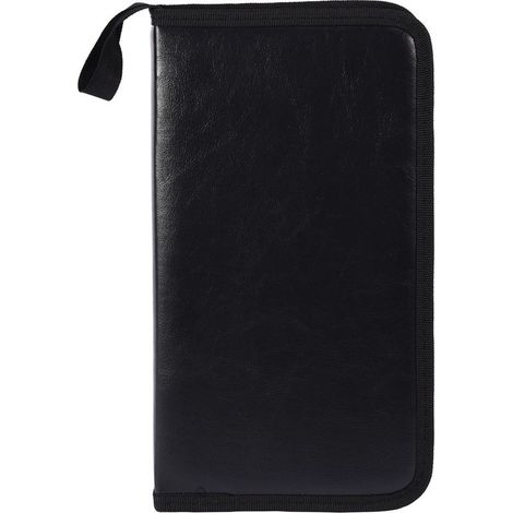 Caso di archiviazione portatile di cuoio dell'unità di elaborazione per 80 CD/DVD, di grande capacità, organizzatore di compact disc, nero (1/5)