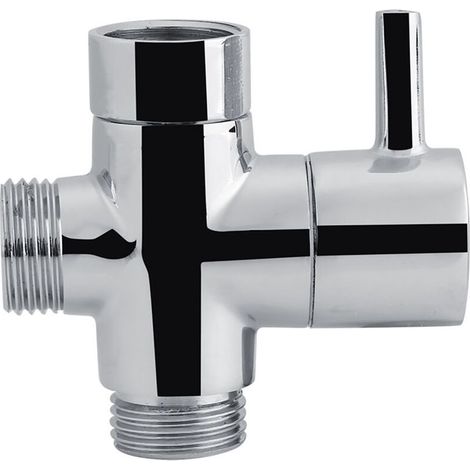 Robinet d'arrêt/dérivation en T à 3 voies pour douche, WC, bidet, adaptateur d'eau, couleur chromée (1/5)