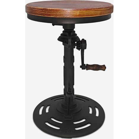 Sgabello vintage da bar industriale regolabile con manovella Zunor (1/5)
