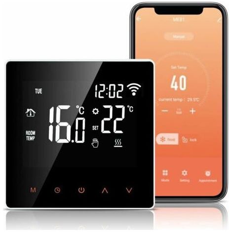 WiFi thermostat for electric underfloor heating 16A – Alexa and Google Home compatible – LCD touch screen – Programmable 5+2 (1/5)