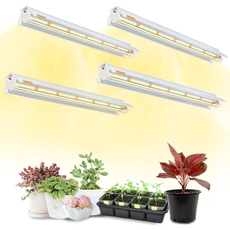 Lampes de croissance pour semis d'intérieur - 4 barres lumineuses T5 à spectre complet (4 x 10 W), 40 cm de long, lot de 4, lumière LED blanche 4000 K, idéales pour le démarrage des semis.-AquaForge (1/4)