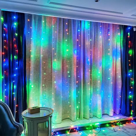 MINKUROW Dormitorio Cortina Luces Ventana Decoración Cadena Luces Colgantes Enlazables Cadena Luces Con 8 Modos Impermeable Navidad Luces Para Boda Fiesta Patio Pared Acción De Gracias Año Nuevo Color (1/5)