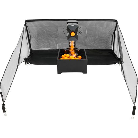 Robot de tennis de table automatique avec filet de récupération, 10 modes programmables, 35-90 balles/min, télécommande 2,4 GHz - Lanceur de balles de ping-pong avec 100 balles et ramasse-balles