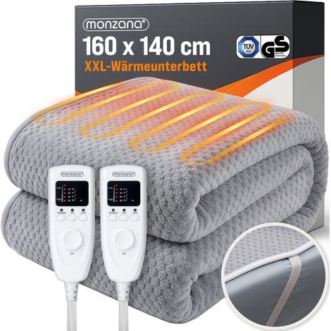 MONZANA® Doppelheizdecke 160x140cm 5 Stufen 2x60W Wärmedecke Überhitzungsschutz waschmaschinenfest Heizdecke Wärmedecke