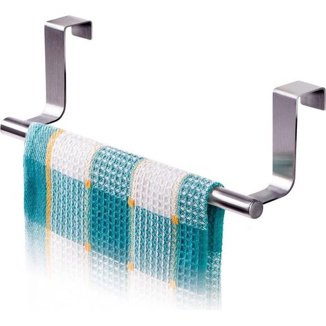 Porte Serviettes Torchons sur Porte, Barre Acier INOX à Suspendre sur Porte de Placard, Installation sans Perçage (1/4)