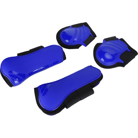 paire de protège-jambes pour cheval, guêtres en PU épais avec rembourrage élastique, bleu XL (1/5)