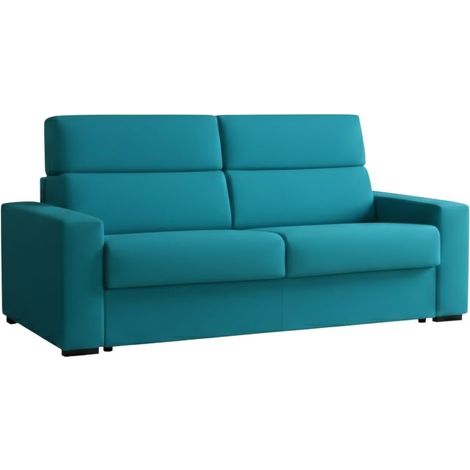 Dmora - Divano fisso 3 posti Ozegna, Sofà lineare per salotto, imbottito, sfoderabile, Qualità 100% Made in Italy, 220x95 h100 cm, Azzurro (1/5)