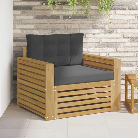 Canapé d'extérieur modulable 1 place en bois d'acacia massif blanc et anthracite, 31.5kg - PANGIVO (1/5)