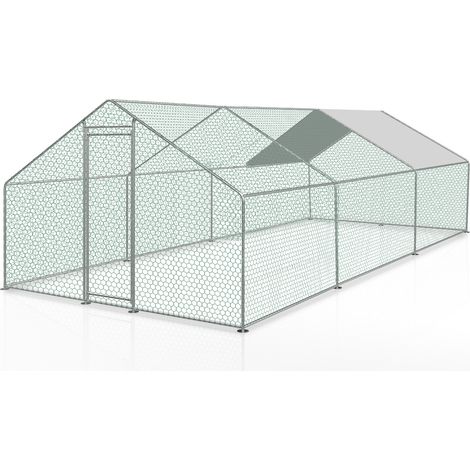 SWANEW Recinto per polli 18 m² recinto in rete metallica 6x3 M in acciaio zincato Gabbia per animali (1/5)