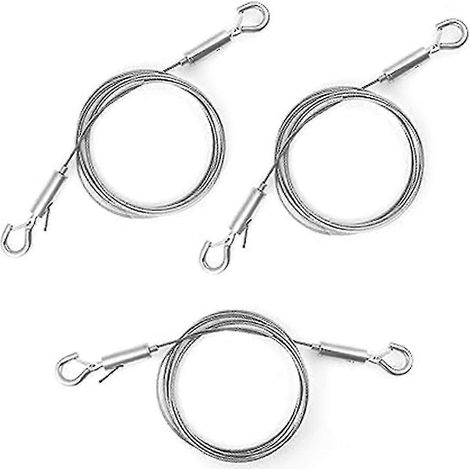 Trois cordes de suspension réglables en acier inoxydable avec crochets, adaptées pour suspendre des cadres photo et des pots de fleurs. (1/5)