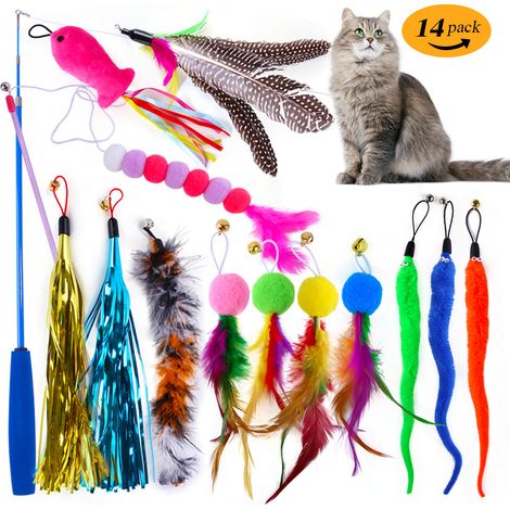 14pcs Canne à pêche Teaser pour chat (1/5)