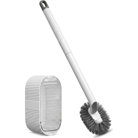 Brosse Toilettes Suspendue avec Support à Ouverture Automatique - Brosse WC Long Manche Antidérapant, Tête Semi-Circulaire pour Nettoyage en Profondeur, Poils Denses, Design Élégant et Gain de Place (1/5)