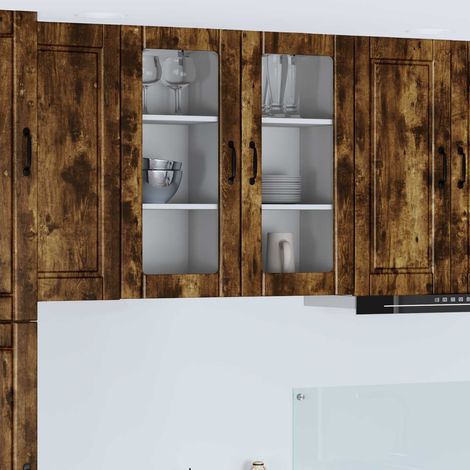 vidaXL Cabinet en verre mural PORTO 2 pcs Chêne fumé 40 x 31 x 80 cm (1/5)