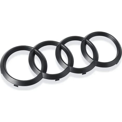 (Noir mat - Arrière 192 mm A5 Radian) Autocollant logo/emblème noir ABS pour capot, calandre, coffre arrière et logo 4 anneaux. Convient aux Audi A3, A4, A5, A6, A7, Q2, Q3, Q5, Q8 et TT. (1/4)