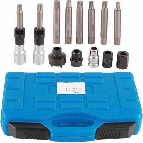 Coffret d'outils de 13 pièces pour poulies d'alternateur : extracteur de roue libre, extracteur de découplage, clés à douille, manchons, forets, kit de montage pour poulies OAD OWC. (1/5)