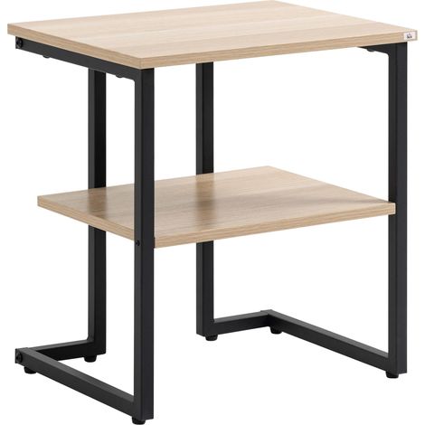 Table d'appoint avec étagère, idéale pour le salon, la chambre ou le bureau, style moderne, 45 x 35 x 48 cm, couleur naturelle