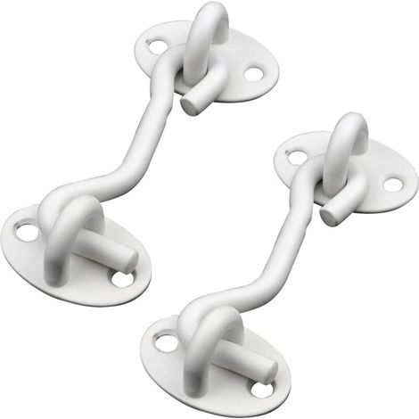 Loquets de verrouillage de porte à crochet et œillet pour fenêtres, clôtures, portails, blanc, paquet de 2 (1/5)