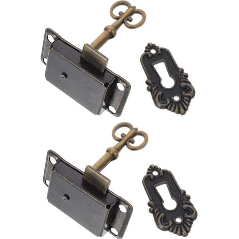 Lot de 2 serrures dorées vintage pour la réparation de boîtes ancienne (1/5)