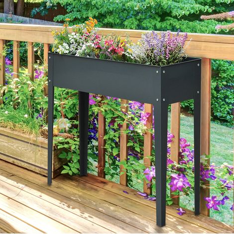 Fioriera rialzata da esterno in metallo 100x30x80 cm OKMYHOME (1/4)