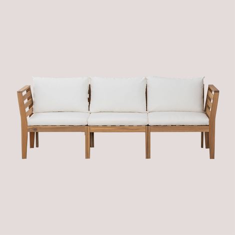 Canapé de jardin modulable 3 pièces Filips avec accoudoirs en bois d'acacia SKLUM Blanc Gardenia