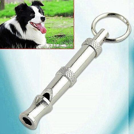 Sifflet à ultrasons bicolore pour chiots et chiens, anti-aboiements, porte-clés pour le dressage des chats et des chiens. (1/4)