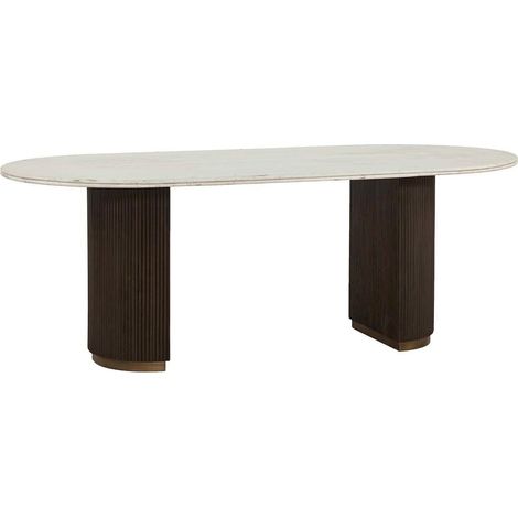 Table de salle à manger en bois foncé - Bois foncé et blanc (1/4)