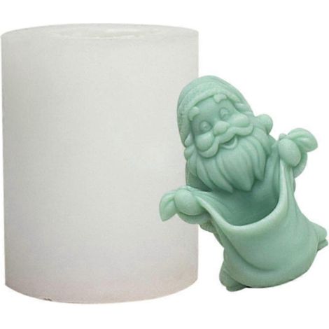 Moule à bougie silicone Père Noël – figurine artisanale pour bougie, savon, décoration de Noël, moule réutilisable fait main. (1/4)