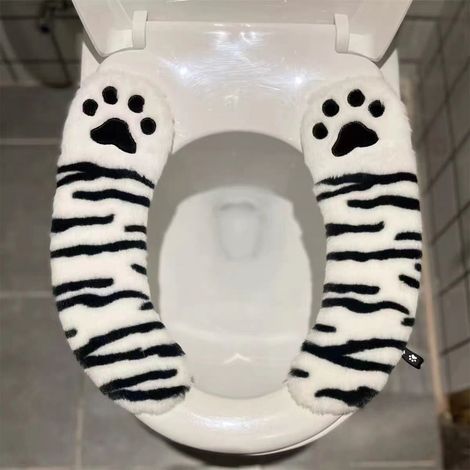 Couvre-Abattant De Toilette - Polyester - Universel Pour Abattants Ronds Et Allongés - 10 x 38 cm - Noir - 1 Pièce (1/5)