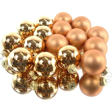 Christbaum-Mini-Kugeln Brandy braun-orange Ø 3,5 cm aus Glas - 16er Set