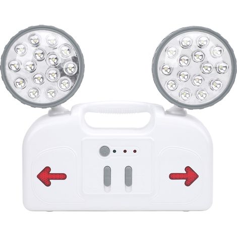 Bloc d'éclairage de secours LED double tête 6W, boîtier ABS robuste, autonomie 3h, installation murale facile pour sortie de secours (1/5)