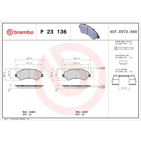 BREMBO P23136 VORDERE BREMSBELÄGE
