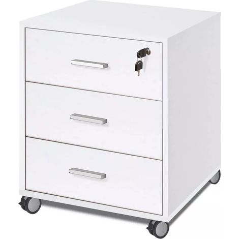 cassettiera per scrivania 3 cassetti bianco fiammato, 50x41x70 cm