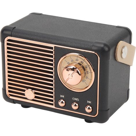 Tragbarer, kabelloser Retro-Bluetooth-Lautsprecher, Audioplayer für Zuhause und unterwegs, integrierter 400-mAh-Akku, schwarz (1/5)